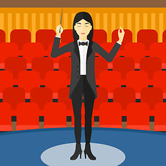 Image showing Conductor directing with baton.