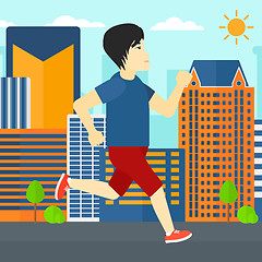 Image showing Sportive man jogging.
