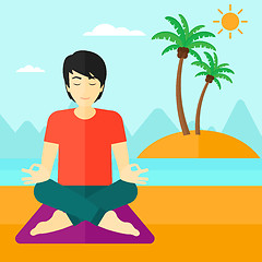 Image showing Man meditating in lotus pose.