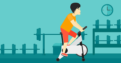 Image showing Man doing cycling exercise.