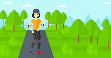 Image showing Sporty woman on roller-skates.