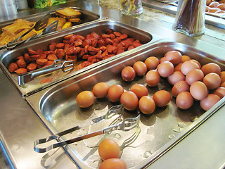 Image showing boiled eggs as food background