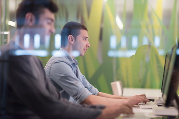 Image showing technology students group working  in computer lab school  class