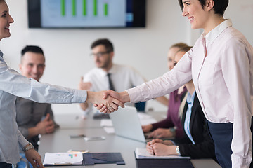 Image showing business womans handshake