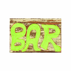 Image showing Bar sign written on wood