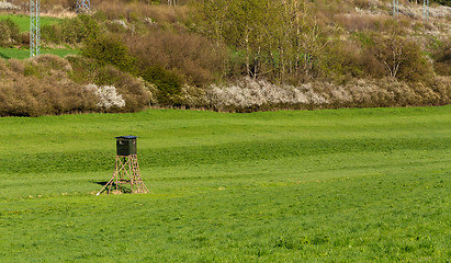 Image showing Wooden Hunters High Seat, hunting tower