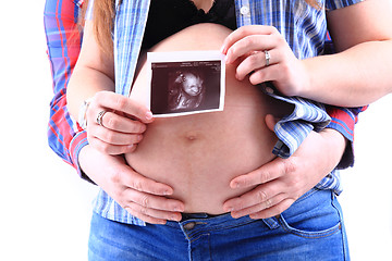 Image showing pregnancy woman with ultrasound photo 