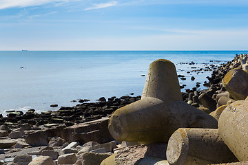 Image showing Helgoland sea breakwater, wavebreaker