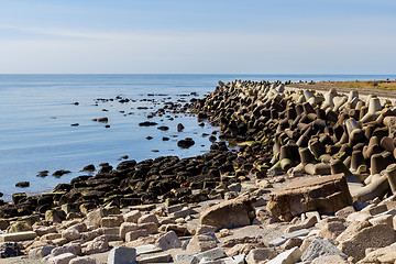 Image showing Helgoland sea breakwater, wavebreaker