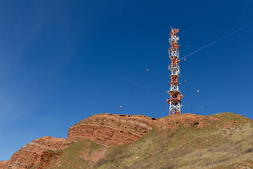 Image showing Radio tower on the island