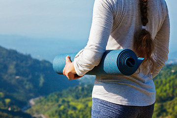 Image showing Woman standing with yoga 