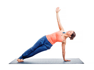 Image showing Woman doing yoga asana Vasisthasana