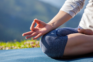 Image showing Close up Padmasana lotus pose