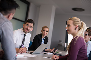 Image showing business people group on meeting at modern startup office