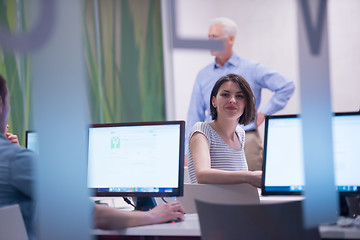 Image showing technology students group in computer lab school  classroom