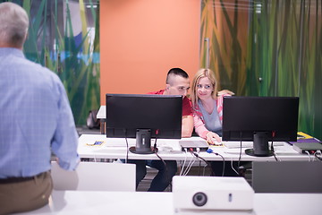 Image showing teacher and students in computer lab classroom