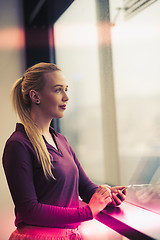 Image showing business woman using smart phone at office