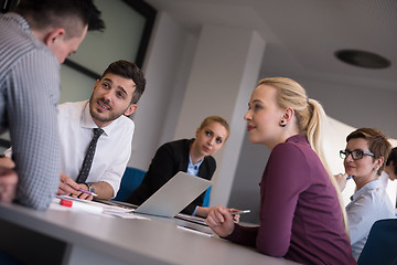 Image showing business people group on meeting at modern startup office