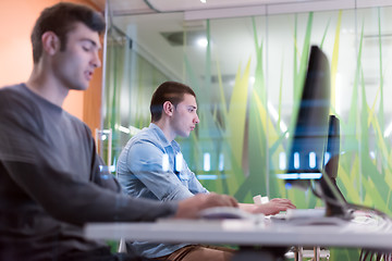 Image showing technology students group working  in computer lab school  class