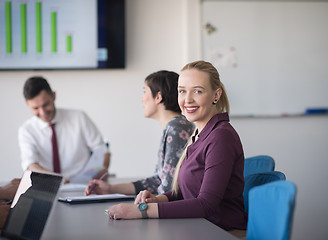 Image showing young business people group on meeting at office