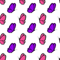 Image showing bright pink and violet butterflies