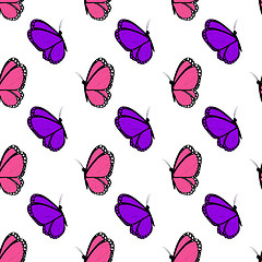 Image showing bright pink and violet butterflies