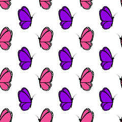 Image showing bright pink and violet butterflies