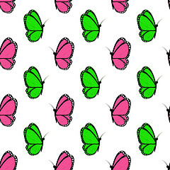 Image showing bright pink and green butterflies