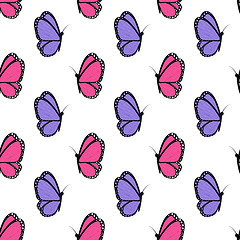 Image showing bright pink and violet butterflies