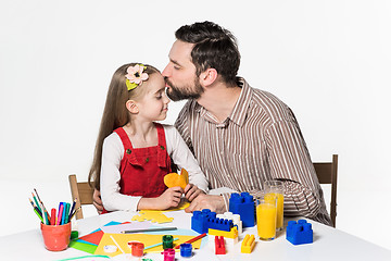 Image showing Father and daughter playing educational games together 