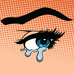 Image showing Woman eyes tears crying