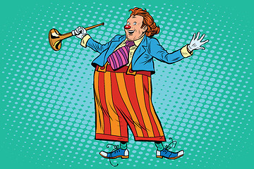 Image showing Circus clown in bright clothes