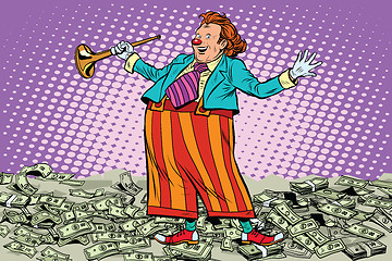 Image showing Business concept money clown joke