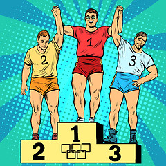 Image showing Sport first second and third place on the podium