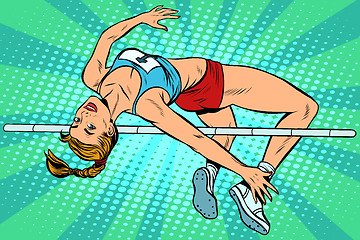 Image showing Athlete high jump girl