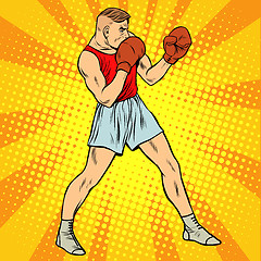 Image showing Retro boxer in fighting stance