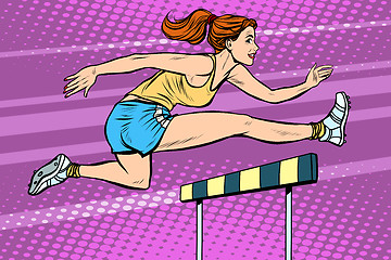 Image showing athletics steeplechase beautiful girl