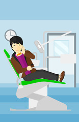 Image showing Man suffering in dental chair.