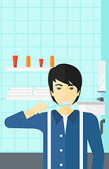 Image showing Man brushing teeth.