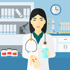 Image showing Pharmacist giving pills.