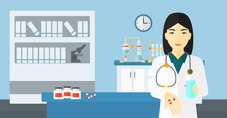 Image showing Pharmacist giving pills.