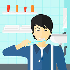 Image showing Man brushing teeth.