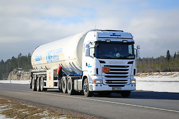 Image showing White Scania Semi in ADR Transport