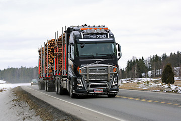 Image showing Volvo FH16 Logging Truck Hauls Pulp Wood