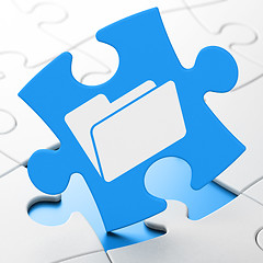 Image showing Business concept: Folder on puzzle background