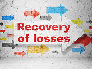 Image showing Currency concept: arrow with Recovery Of losses on grunge wall background