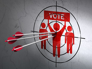 Image showing Politics concept: arrows in Election Campaign target on wall background