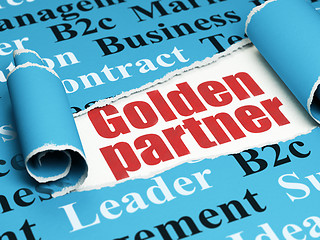 Image showing Finance concept: red text Golden Partner under the piece of  torn paper