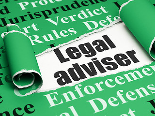 Image showing Law concept: black text Legal Adviser under the piece of  torn paper