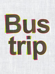 Image showing Tourism concept: Bus Trip on fabric texture background